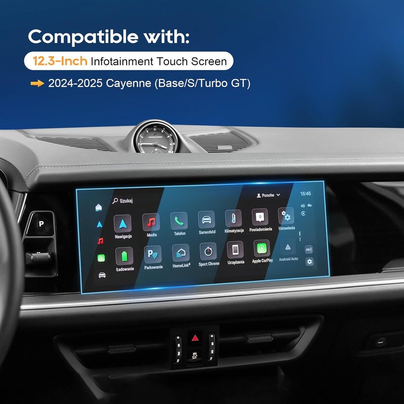 LFOTPP For 2026 Porsche Cayenne Screen Protector - 2024-2026 Cayenne (Base/S/Turbo GT) 12.3 Inch Touchscreen 【HD Glass】 2024-2026 Cayenne Accessories Anti-Fingerprint 9H Hardness Tempered Glass - Image 2