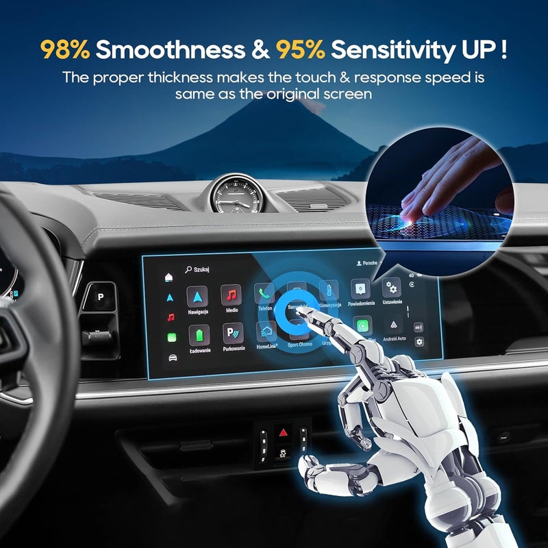 LFOTPP For 2026 Porsche Cayenne Screen Protector - 2024-2026 Cayenne (Base/S/Turbo GT) 12.3 Inch Touchscreen 【HD Glass】 2024-2026 Cayenne Accessories Anti-Fingerprint 9H Hardness Tempered Glass - Image 3