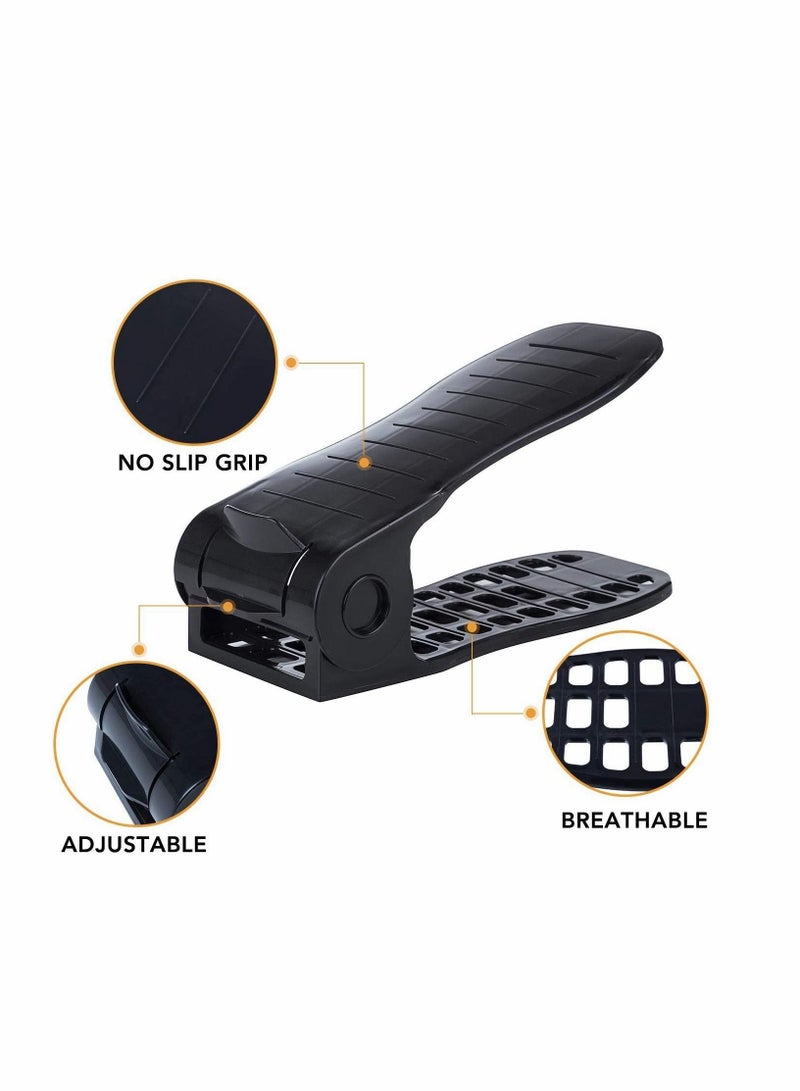 KASTWAVE Shoe Slots Organizer Home Double Layer Shoe Slots Organizer Space Saver Rack Holder for Shoes Adjustable Shoe Slotz Space Saver Storage Rack Holder 12-Pack Black - Image 3