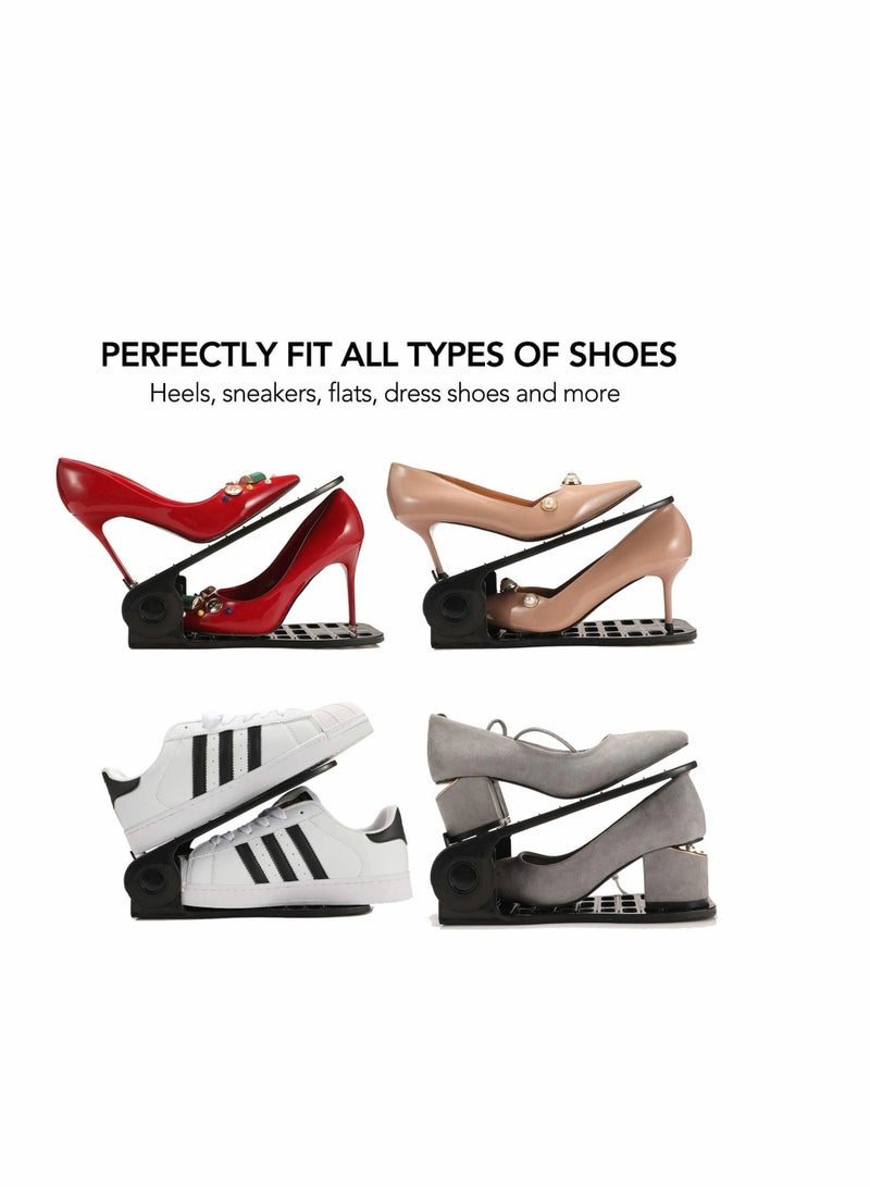 KASTWAVE Shoe Slots Organizer Home Double Layer Shoe Slots Organizer Space Saver Rack Holder for Shoes Adjustable Shoe Slotz Space Saver Storage Rack Holder 12-Pack Black - Image 5