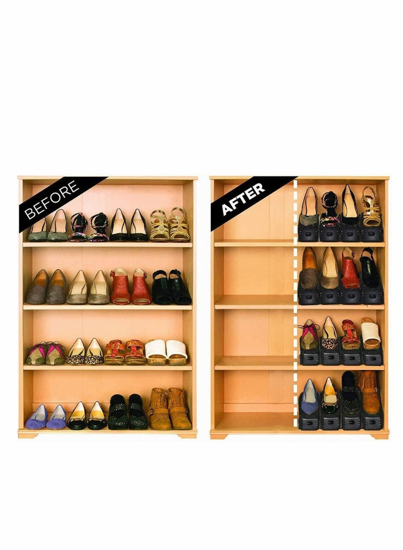 KASTWAVE Shoe Slots Organizer Home Double Layer Shoe Slots Organizer Space Saver Rack Holder for Shoes Adjustable Shoe Slotz Space Saver Storage Rack Holder 12-Pack Black - Image 4