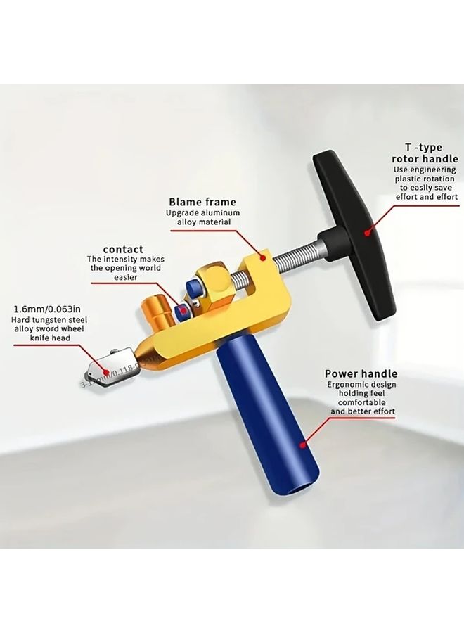Golden Suit Diamond Wheel Glass Tile Cutter 2 In 1 Precision Tool Ergonomic Handle - Image 5