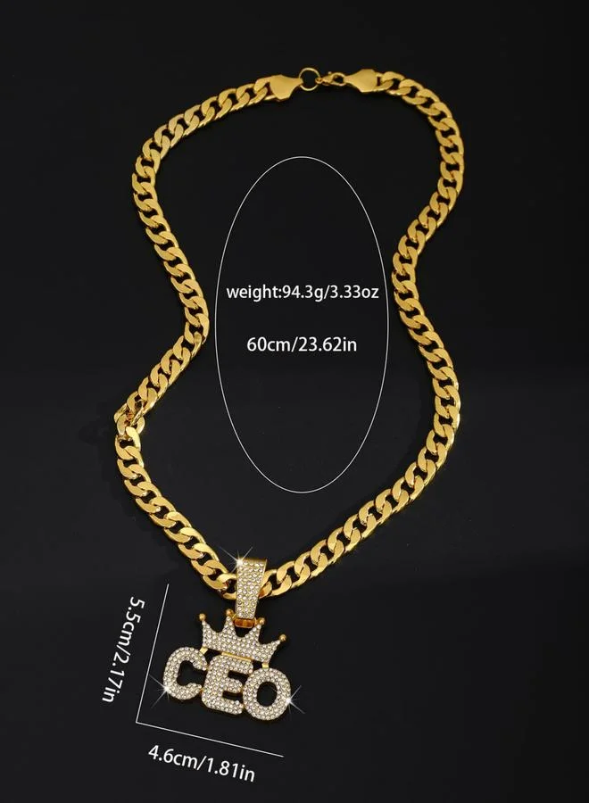 Take Two  Men CEO Crown Drop Embellished Necklace for Men | Best Price UAE