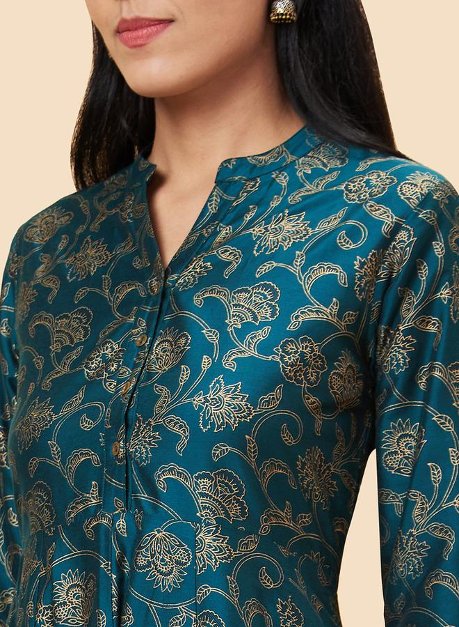 Globus All-Over Print Mandarin Collar A-Line Kurta - Image 4