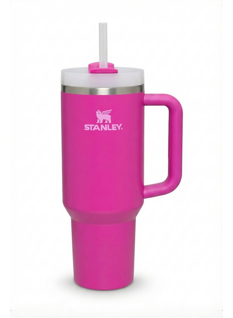 ستانلي كوب حراري معزول ستانلس ستيل سعة 1200 مل مع مقبض وشاليموه - مج سفر كبير لحفظ المشروبات الساخنة والباردة لساعات طويلة - تصميم مناسب لحامل أكواب السيارة - للمنزل والعمل والجيم - Image 3