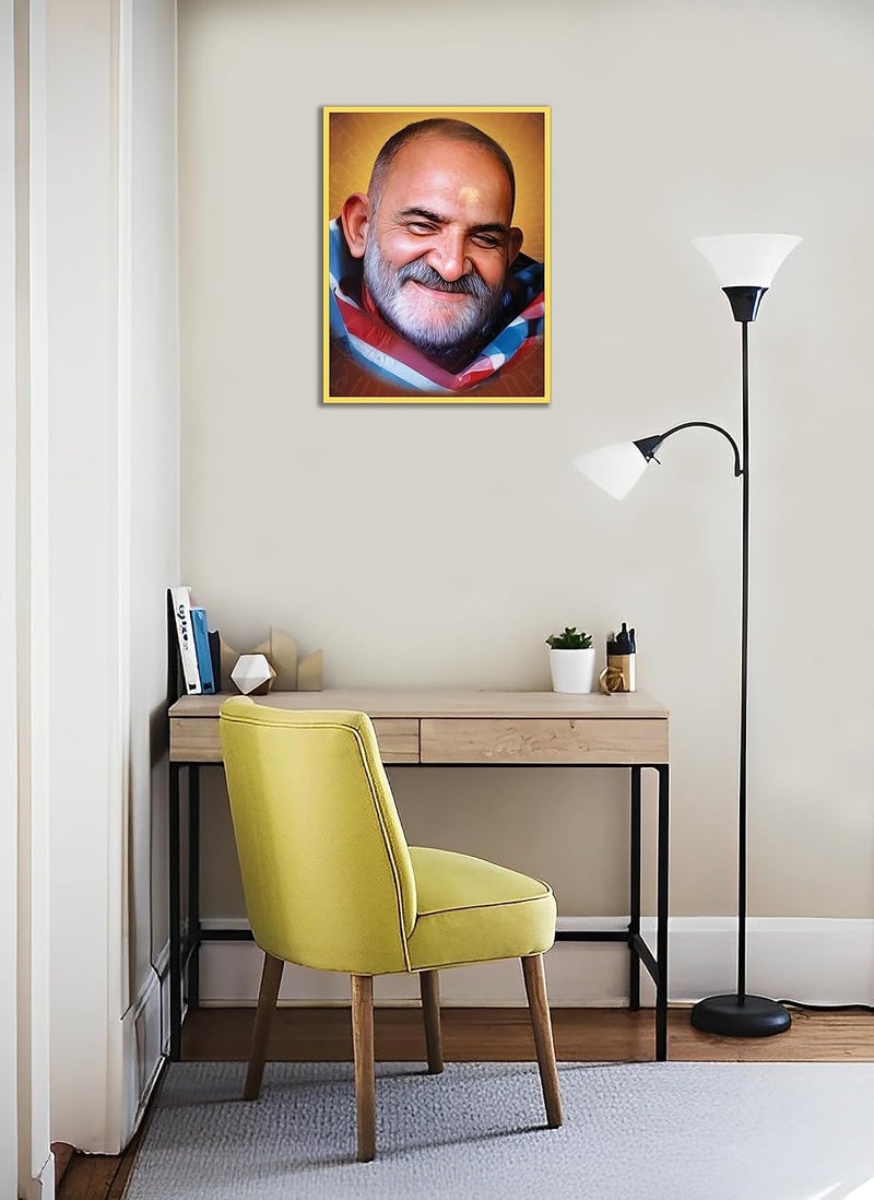 Anaadi Neem Karoli Baba Wall Decor Painting With Frame For Home Office Decoration NPOPS 10x12 Inch - Image 3