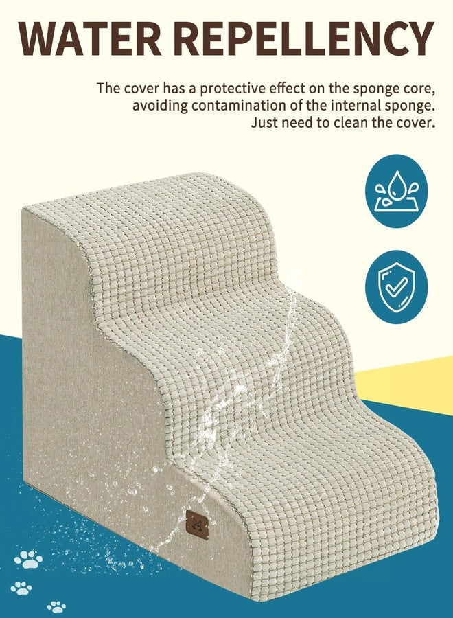 ABCPET Dog Stairs for Small Dogs, 15.7" H Dog Steps for Bed 35D Strong Support Foam Stairs for High Bed or Couch Sofa Non-Slip Balanced Pet Steps Indoor, Beige - Image 5