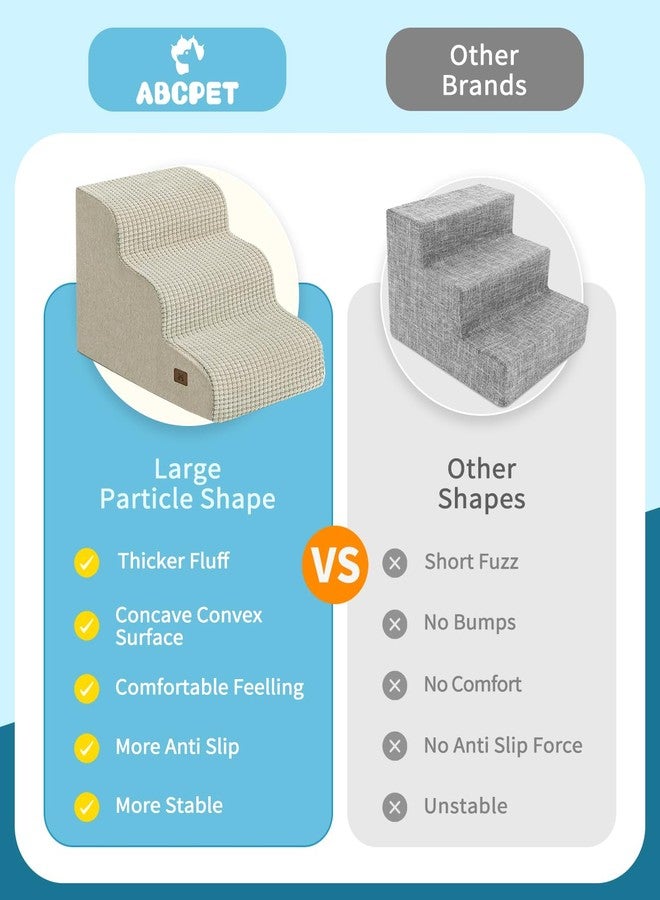 ABCPET Dog Stairs for Small Dogs, 15.7" H Dog Steps for Bed 35D Strong Support Foam Stairs for High Bed or Couch Sofa Non-Slip Balanced Pet Steps Indoor, Beige - Image 3