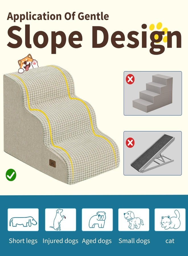 ABCPET Dog Stairs for Small Dogs, 15.7" H Dog Steps for Bed 35D Strong Support Foam Stairs for High Bed or Couch Sofa Non-Slip Balanced Pet Steps Indoor, Beige - Image 4