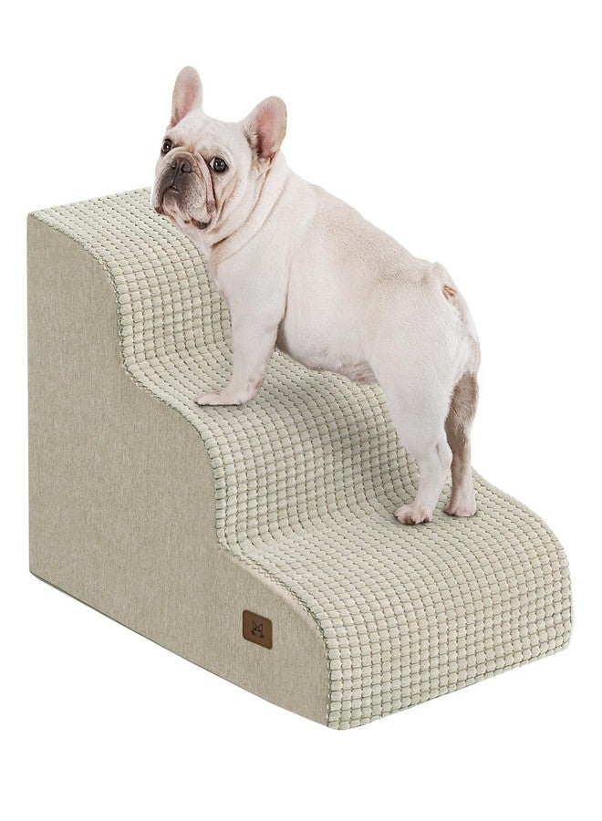 ABCPET Dog Stairs for Small Dogs, 15.7" H Dog Steps for Bed 35D Strong Support Foam Stairs for High Bed or Couch Sofa Non-Slip Balanced Pet Steps Indoor, Beige - Image 1