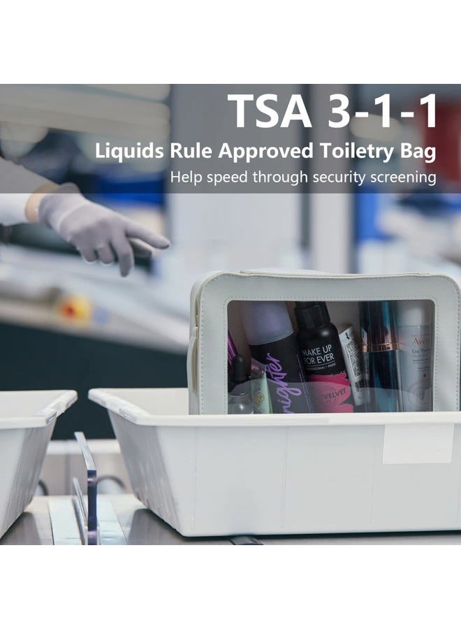 LETGO Clear Makeup Bags, TSA Approved Toiletry Bag with Zipper, Clear Makeup Organizer Fit Carry-on Travel Essentials,Clear Cosmetic Bags for Women Men, C-Beige, Travel - Image 3