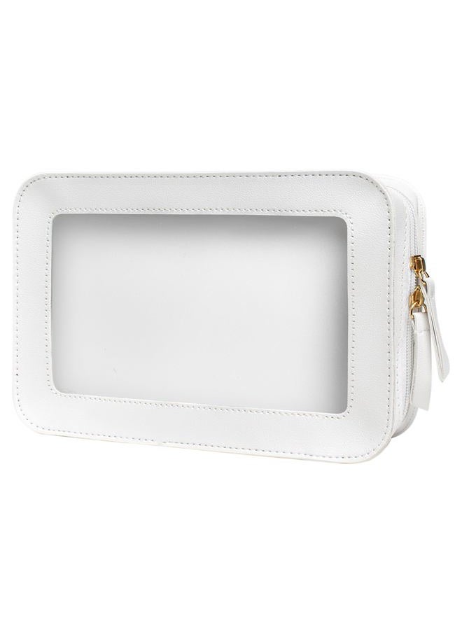 LETGO Clear Makeup Bags, TSA Approved Toiletry Bag with Zipper, Clear Makeup Organizer Fit Carry-on Travel Essentials,Clear Cosmetic Bags for Women Men, C-Beige, Travel - Image 1