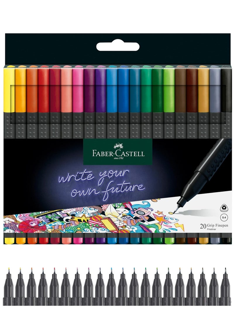 FABER-CASTELL أقلام فينلاينر 20 قطعة بطرف 0.4 مم متعددة الألوان - Image 1