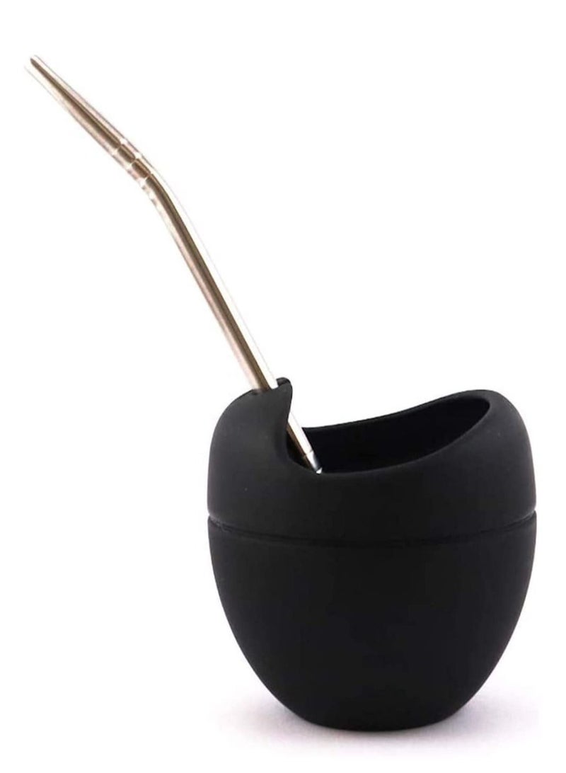 180Ml Reusable Silicone Cups Silicone Mate Gourd Cup Mug Gourd Set With Stainless Steel Straw Filter To Drink Tea And Yerba Mate Drinking BPA Free Easy To Clean - Image 1