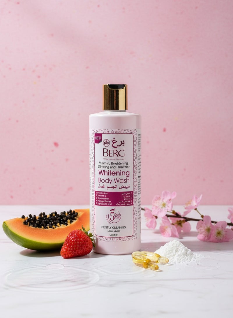 Berg Natural Whitening Body Wash – Enriched with Amino Acid, Vitamin C, Niacinamide, Papaya Extract & Hyaluronic Acid (500 ml)