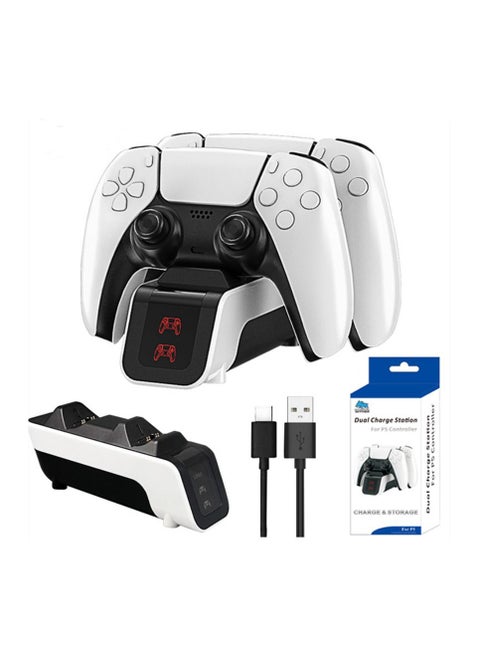 PS5 Dual Charging Docking Station Charger Compatible with Sony Playstation 5 Official Dualsense Wireless Controller, Fast Charge Port Dock Stand Accessories with USB-C Cable Cord LED Indicator