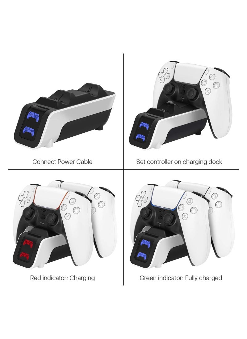 OULIYO - PS5 Dual Charging Docking Station Charger Compatible with Sony Playstation 5 Official Dualsense Wireless Controller, Fast Charge Port Dock Stand Accessories with USB-C Cable Cord LED Indicator - Image 1