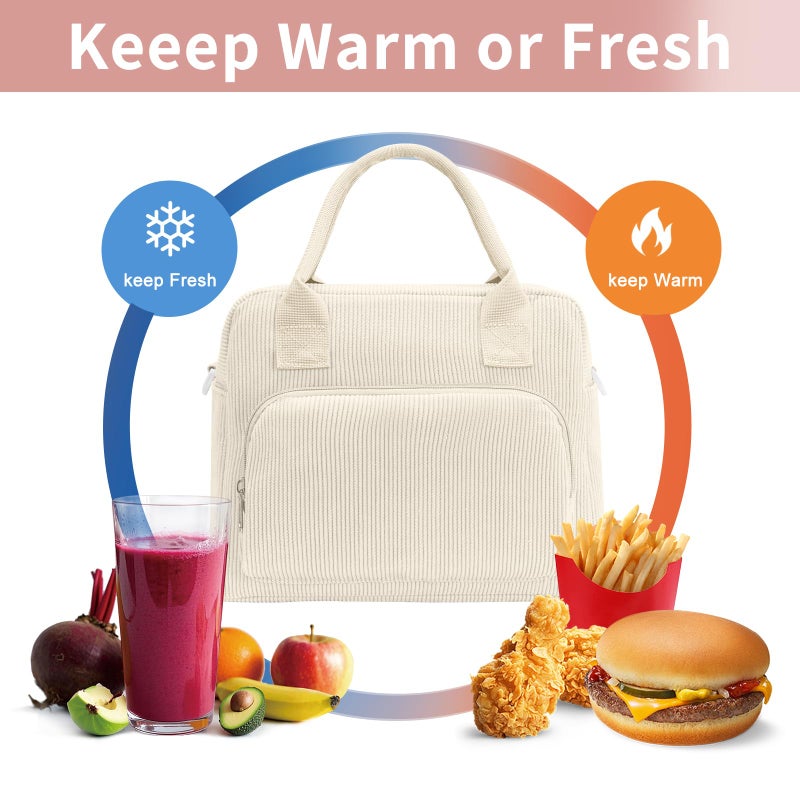 OYLOLA Lunch Bag Women Lunch Box for Women Adult Cute Insulated Lunch Bag Lager Cooler Lunch Tote Bags for Work Picnic (Beige) - Image 4