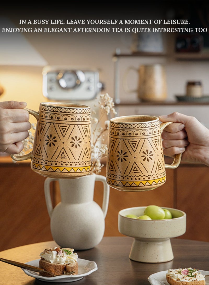 Handcrafted Large Ceramic Coffee Mug 750ml - Oversized Big Capacity Tea Cup, Earthy Aztec Floral Kitchen Drinkware - Image 3