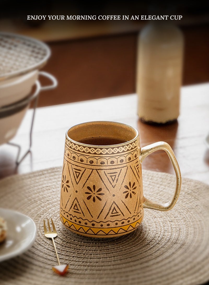 Handcrafted Large Ceramic Coffee Mug 750ml - Oversized Big Capacity Tea Cup, Earthy Aztec Floral Kitchen Drinkware - Image 5