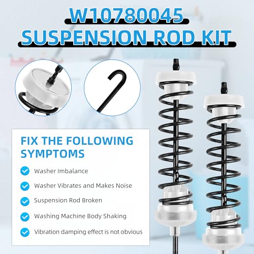APPLIANCEMATES W10780045 WTW4816FW2 NTW4516FW2 NTW4605EW0 NTW4516FW1 WTW4800BQ1 Washer Suspension Rod Kit for Amana Whirlpool Kenmore WTW4800BQ0 RTW4516FW1 WTW4815EW0 NTW4516FW0 WTW4815EW1 WTW4816FW1 W10821951 - Image 4