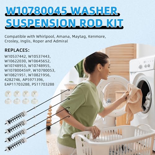 APPLIANCEMATES W10780045 WTW4816FW2 NTW4516FW2 NTW4605EW0 NTW4516FW1 WTW4800BQ1 Washer Suspension Rod Kit for Amana Whirlpool Kenmore WTW4800BQ0 RTW4516FW1 WTW4815EW0 NTW4516FW0 WTW4815EW1 WTW4816FW1 W10821951 - Image 3