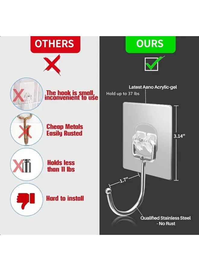 10 قطعة من الخطافات اللاصقة الشفافة متعددة الأغراض بسعة 37 رطلاً للجدران - Image 4