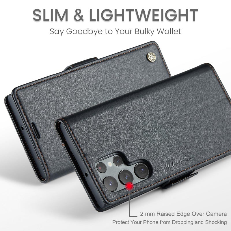 SINIANL Samsung Galaxy S22 Ultra Wallet Case with RFID Blocking, Galaxy S22 Ultra Case Wallet for Men Women Card Holder Magnetic Clasp Kickstand Leather Book Folio Case for Galaxy S22 Ultra Black - Image 5