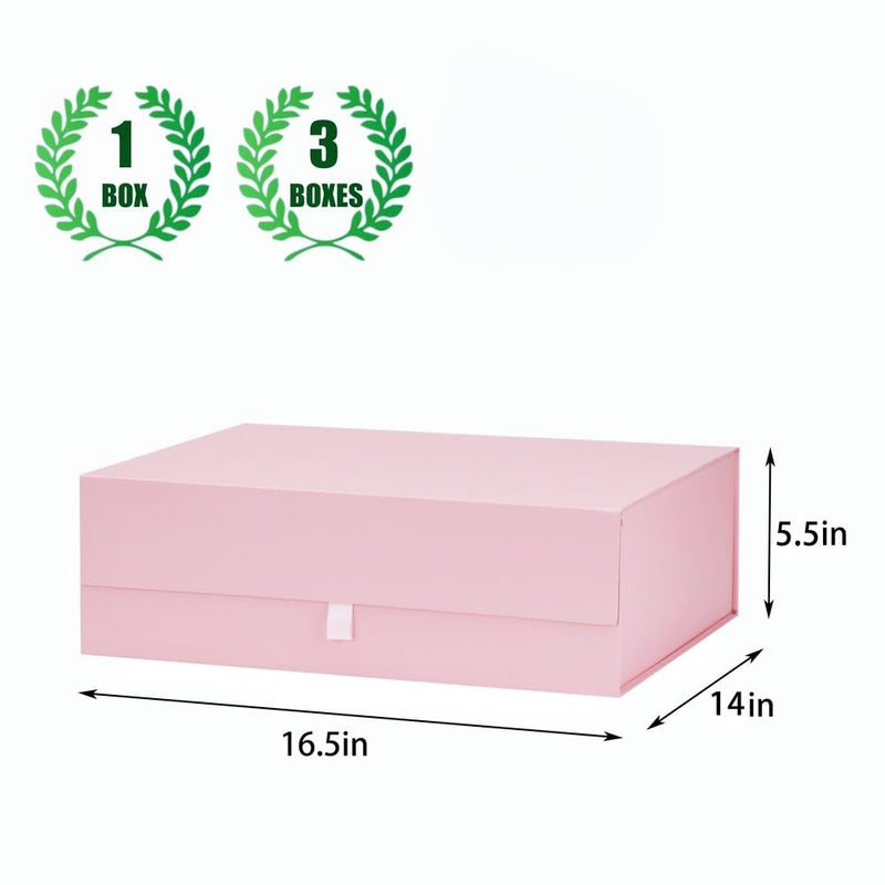 PLINJOY Extra Large Pink Gift Box 16.5x14x5.5 Inches,Gift Boxs for Presents with Lid Magnetic Closure Collapsible,Bridesmaid Proposal Box,Birthday, Christmas,for Clothes and Large Gifts - Image 4