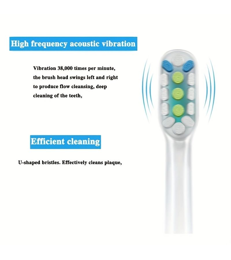 Sonic Electric Toothbrush Replacement Brush Heads 6 White 6 Black Soft Bristle - Image 2