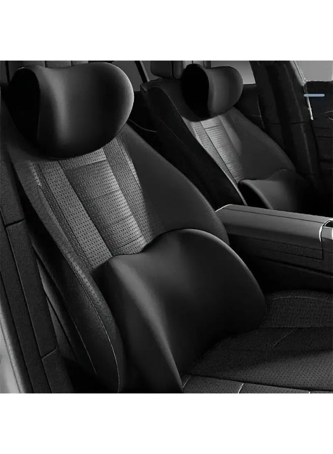 Car & Office Lumbar and Headrest Support Cushions – Memory Foam Pillows for Neck and Back Pain Relief