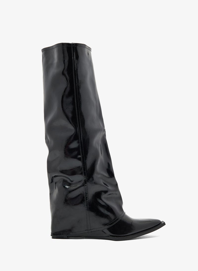 Ginger Pointed Toe Plaform Knee Boots - Image 1
