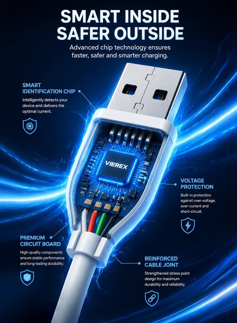 Vierex 5A Flash Charging USB-A to Micro USB Cable – Fast Charge & Data Transfer, 1m - Image 5