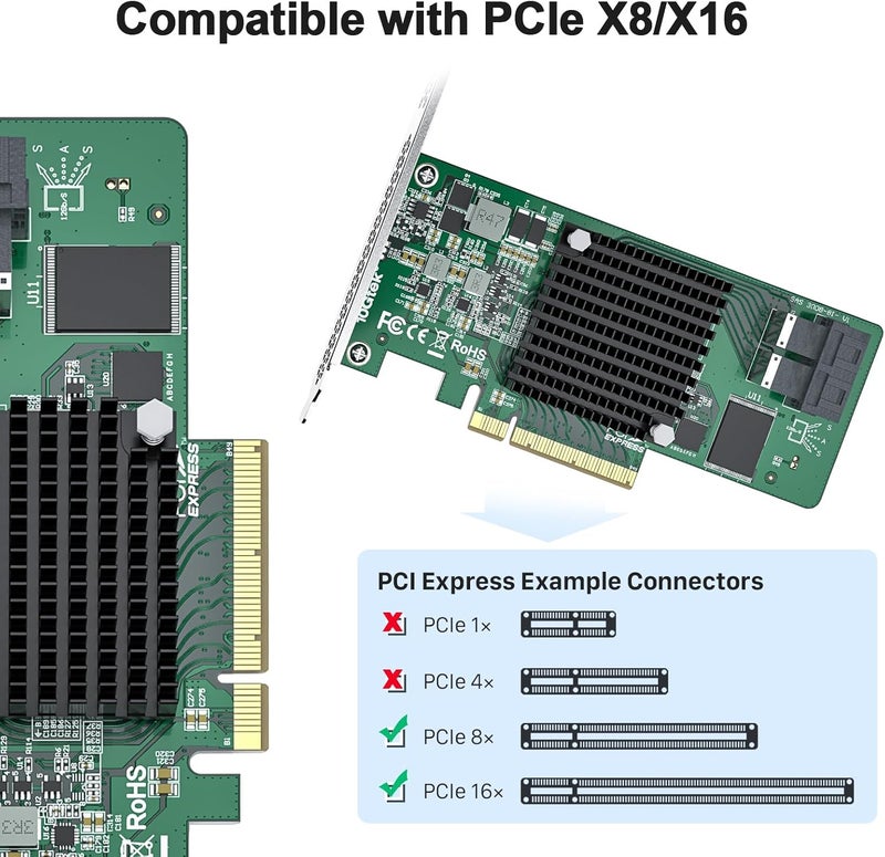 ipolex 12G Internal PCIe HBA Controller Card, Broadcom's SAS 3008, Compatible for SAS 9300-8I - Image 2