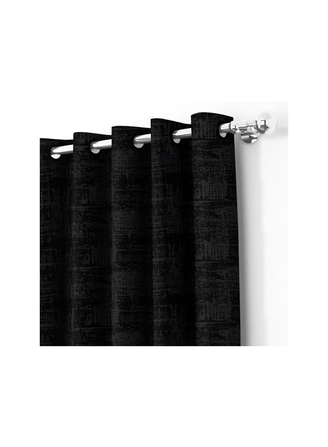 The Bros Blackout Thermal Insulated Curtains 7 Feet Long Set of 2,100% Opacity Door Curtains, Energy Efficient and Noise Reducing Drapes for Home and Office, Black - Image 3