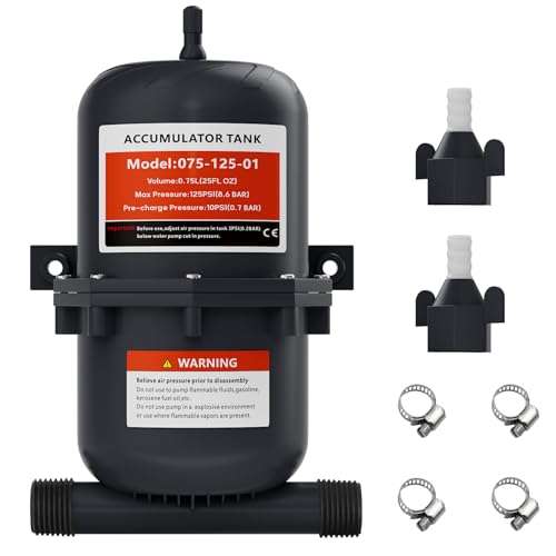 Flngr Pre-Pressurized Accumulator Tank, 0.75L Max 125PSI, 1/2 MNPT Port Fitting,Suitable for RV, Boat, Travel Trailer, Caravan - Image 1