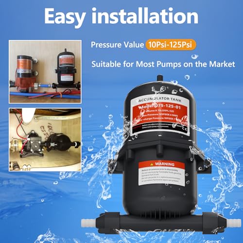 Flngr Pre-Pressurized Accumulator Tank, 0.75L Max 125PSI, 1/2 MNPT Port Fitting,Suitable for RV, Boat, Travel Trailer, Caravan - Image 4