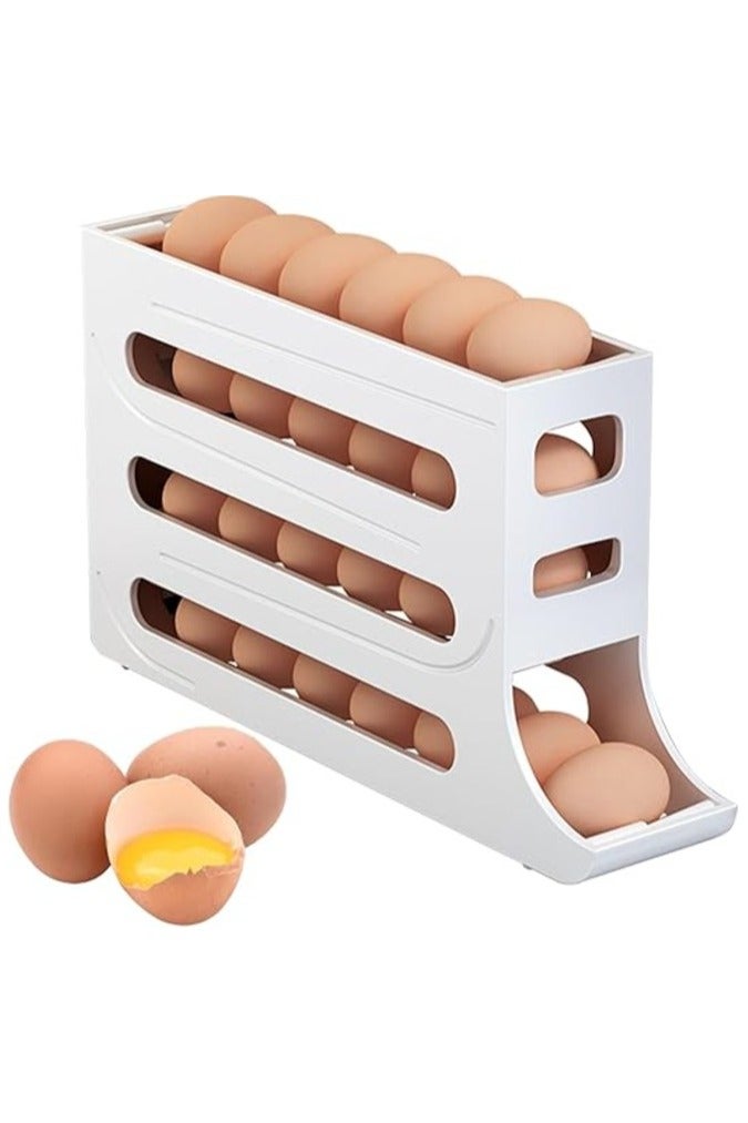 ماهمير حامل بيض مكون من 4 طبقات وموزع دوار بسعة 30 بيضة، تخزين البيض للثلاجة، منظم حامل دوار البيض التلقائي لتوفير المساحة في الثلاجة. - Image 1
