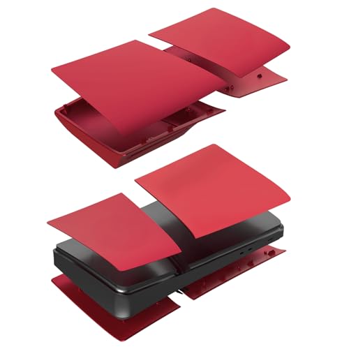 PEYANZ Faceplate for PS5 Pro (Digital Edition), Cover Plate, ABS Shell, Matt Skin, with Extra 2 Controller Silicone Covers (Red) - Image 4