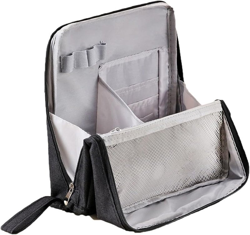 Black Waterproof Oxford Makeup Bag Travel Organizer With Multiple Compartments - Image 1