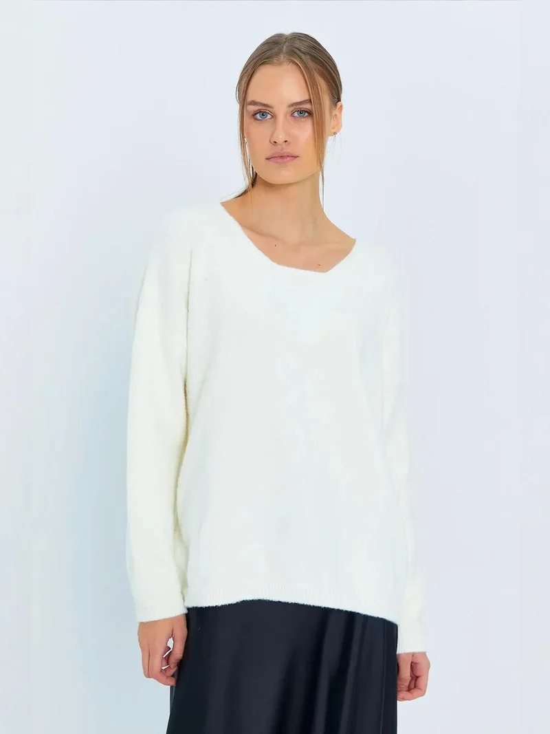 MixRay Mixray Relaxed Fit Knit Sweater with Crew Neck