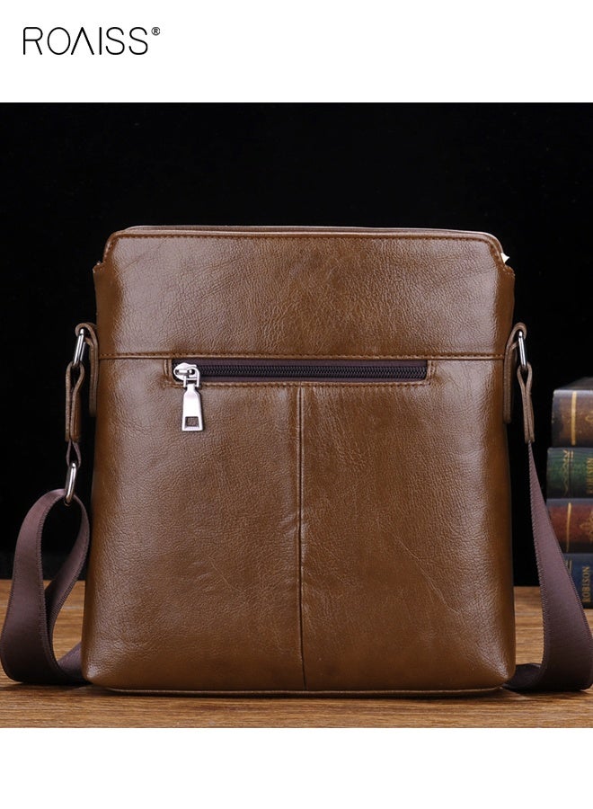 رويس حقيبة كروس من جلد البولي يوريثان للأعمال للرجال، سحاب ناعم وحزام قابل للتعديل مقاوم للماء، حقيبة كتف ذات سعة كبيرة للرجال، حقيبة ظهر عصرية للتنقل، نسيج ممتاز، جيوب متعددة - Image 5