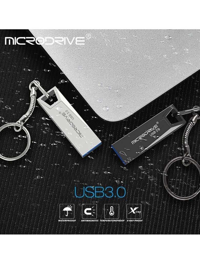 MicroDrive - Metal Usb 3.0 Pendrive, Strong And Durable Metal Usb Flash Drive, Fast Data Transfer Metal Keychain U Disk, Shock Proof Flash Usb Stick For Laptop Computer, (1pc, Black 64GB) - Image 1