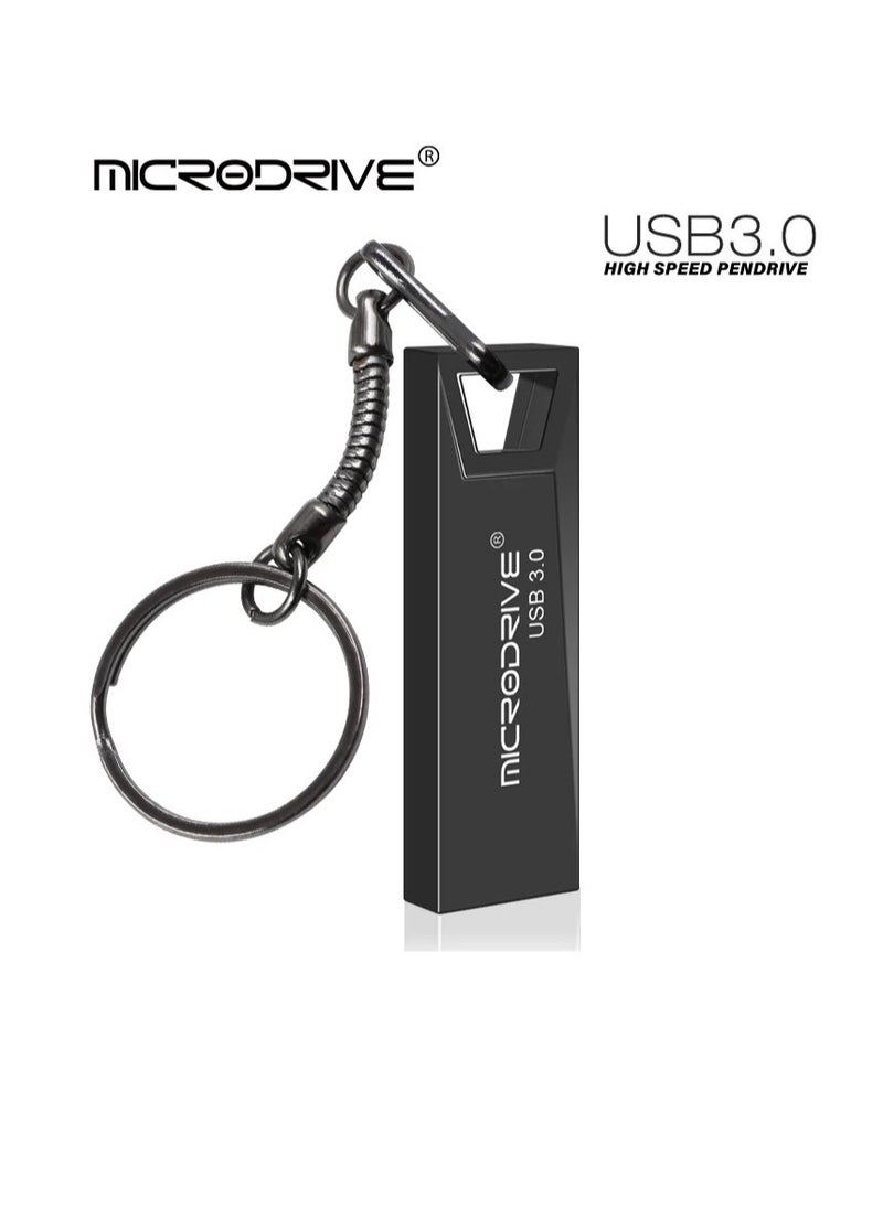 MicroDrive - Metal Usb 3.0 Pendrive, Strong And Durable Metal Usb Flash Drive, Fast Data Transfer Metal Keychain U Disk, Shock Proof Flash Usb Stick For Laptop Computer, (1pc, Black 64GB) - Image 1
