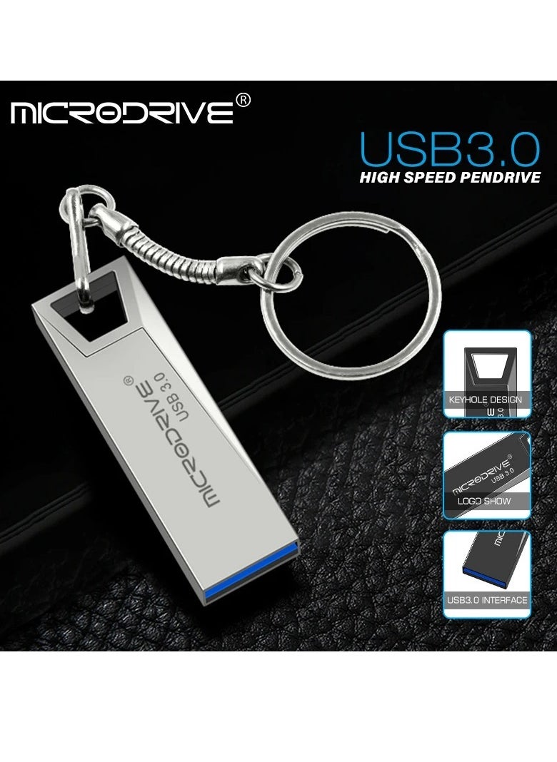 MicroDrive - Metal Usb 3.0 Pendrive, Strong And Durable Metal Usb Flash Drive, Fast Data Transfer Metal Keychain U Disk, Shock Proof Flash Usb Stick For Laptop Computer, (1pc, Black 64GB) - Image 1