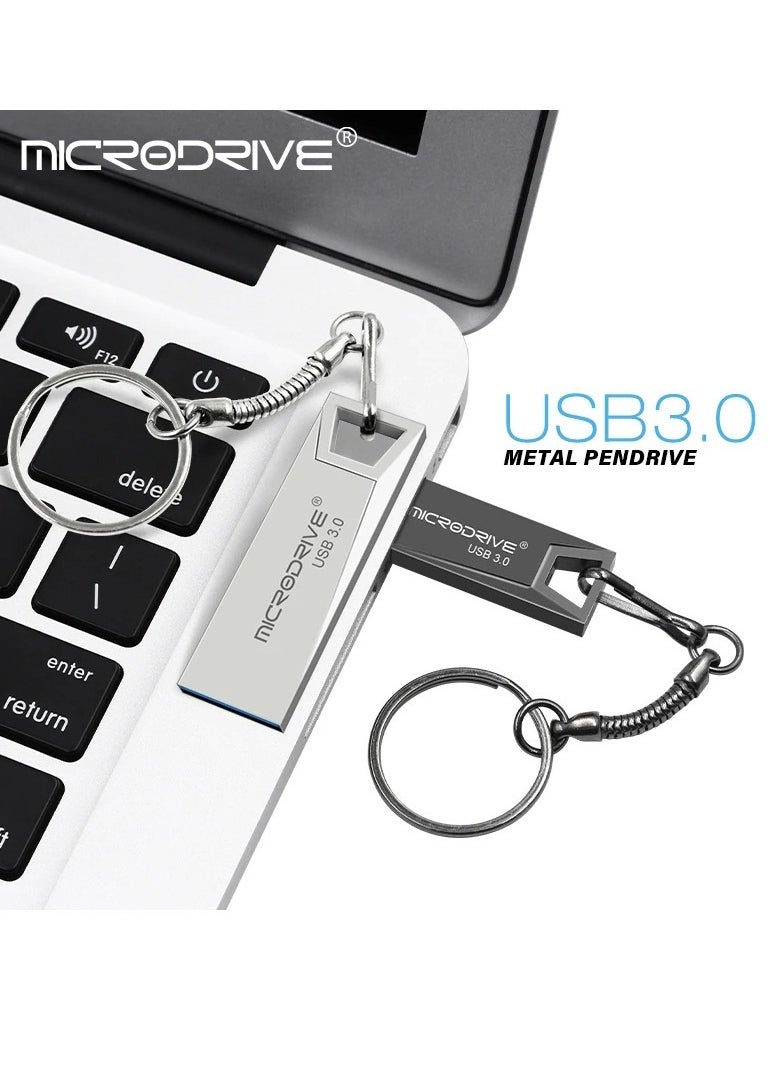 MicroDrive - Metal Usb 3.0 Pendrive, Strong And Durable Metal Usb Flash Drive, Fast Data Transfer Metal Keychain U Disk, Shock Proof Flash Usb Stick For Laptop Computer, (1pc, Black 64GB) - Image 1