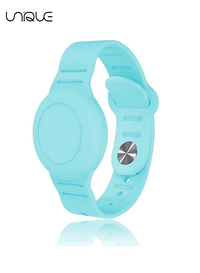 Unique - Kids Waterproof Airtag Bracelet Compatible with Apple AirTag - Hidden Silicon Protective Case for Air Tag Holder - Adjustable Anti-Lost Watch Band for Toddler Child (Mint Green) - Image 1