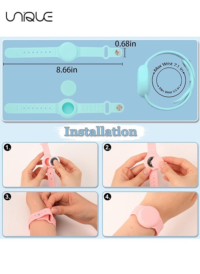 Unique - Kids Waterproof Airtag Bracelet Compatible with Apple AirTag - Hidden Silicon Protective Case for Air Tag Holder - Adjustable Anti-Lost Watch Band for Toddler Child (Mint Green) - Image 1