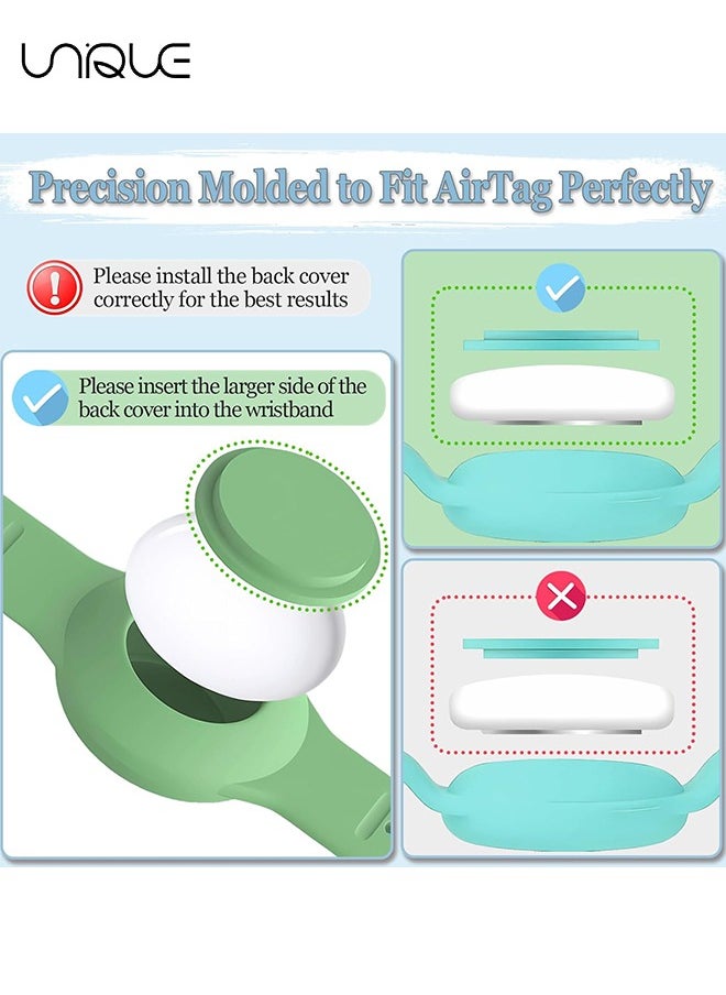 Unique - Kids Waterproof Airtag Bracelet Compatible with Apple AirTag - Hidden Silicon Protective Case for Air Tag Holder - Adjustable Anti-Lost Watch Band for Toddler Child (Mint Green) - Image 1
