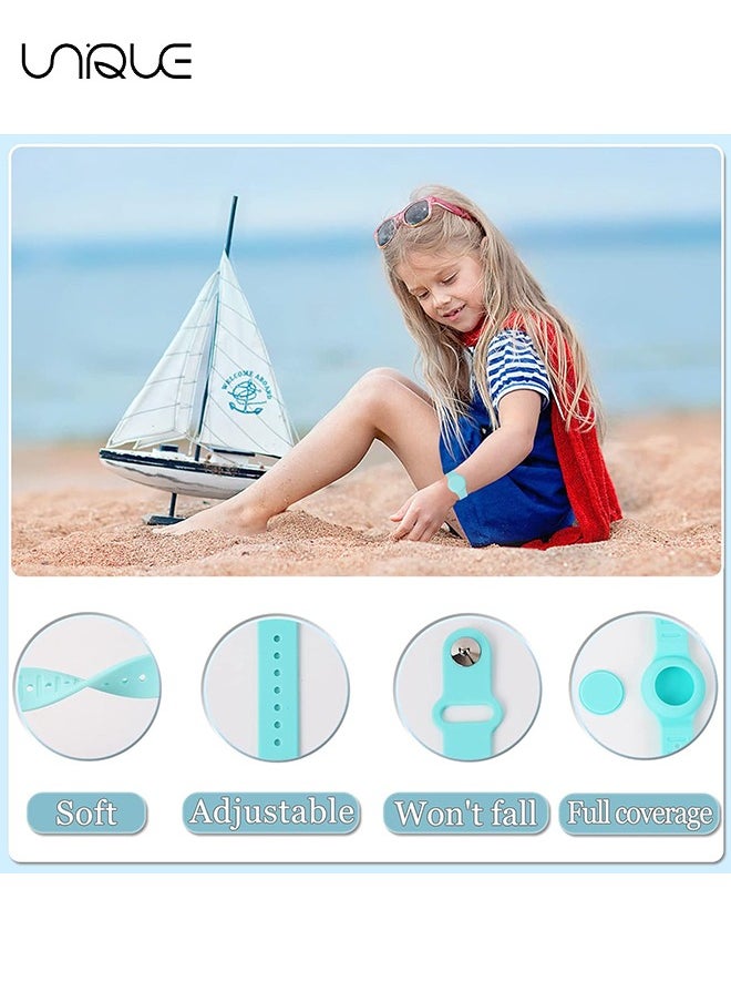 Unique - Kids Waterproof Airtag Bracelet Compatible with Apple AirTag - Hidden Silicon Protective Case for Air Tag Holder - Adjustable Anti-Lost Watch Band for Toddler Child (Mint Green) - Image 1